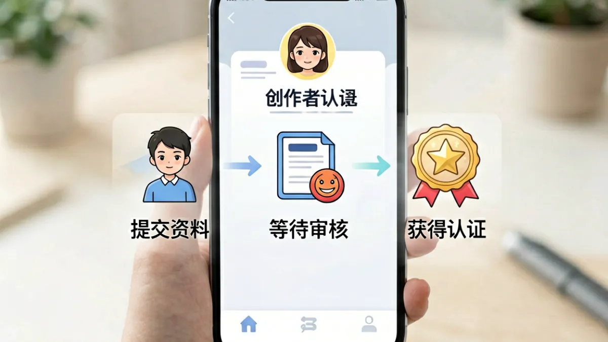 91次元创作者认证申请流程示意图，展示从提交资料到通过审核的步骤界面截图
